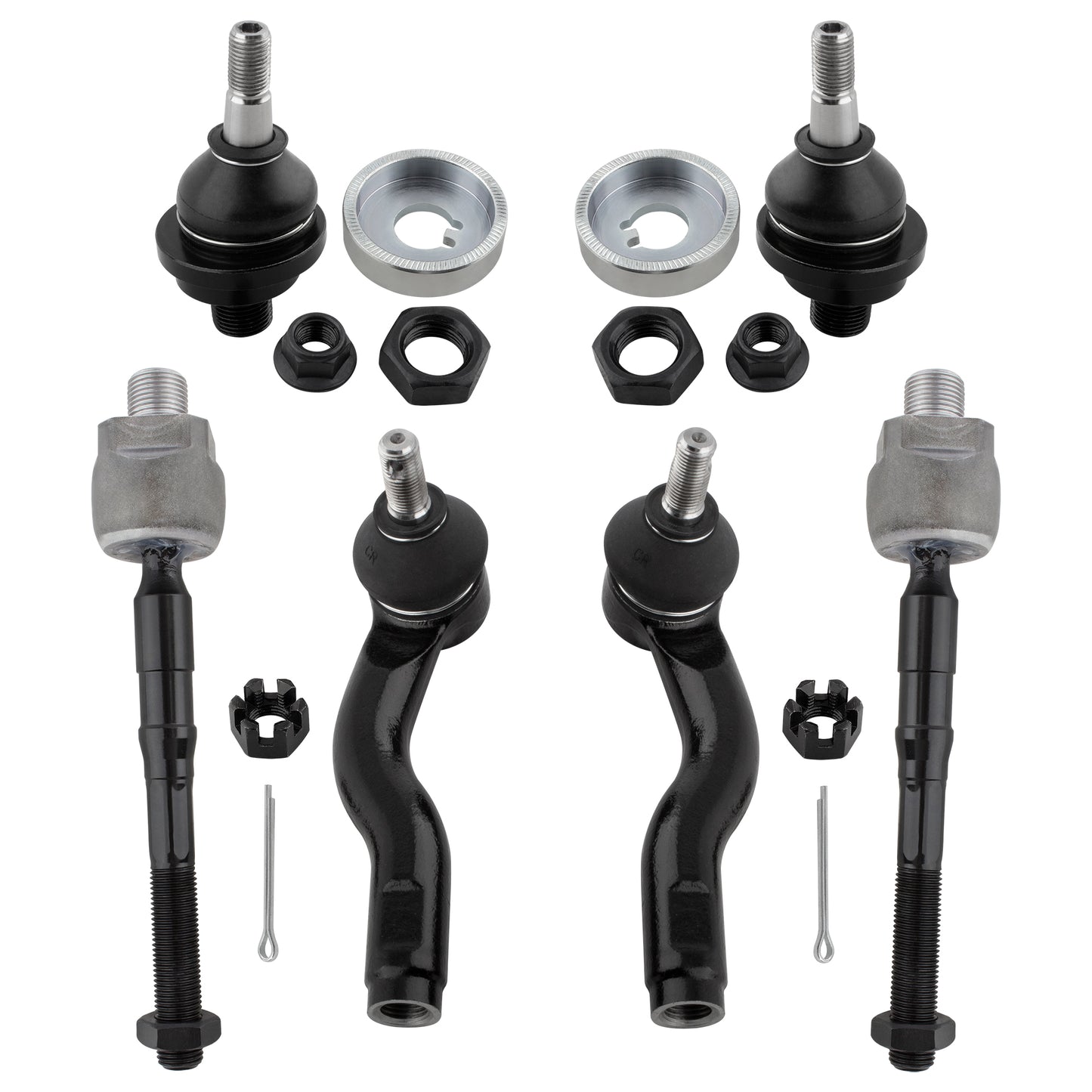 BOXI 6pcs Front Inner Outer Tie Rod Upper Ball Joints Fit for Ford Fusion 2006-2012