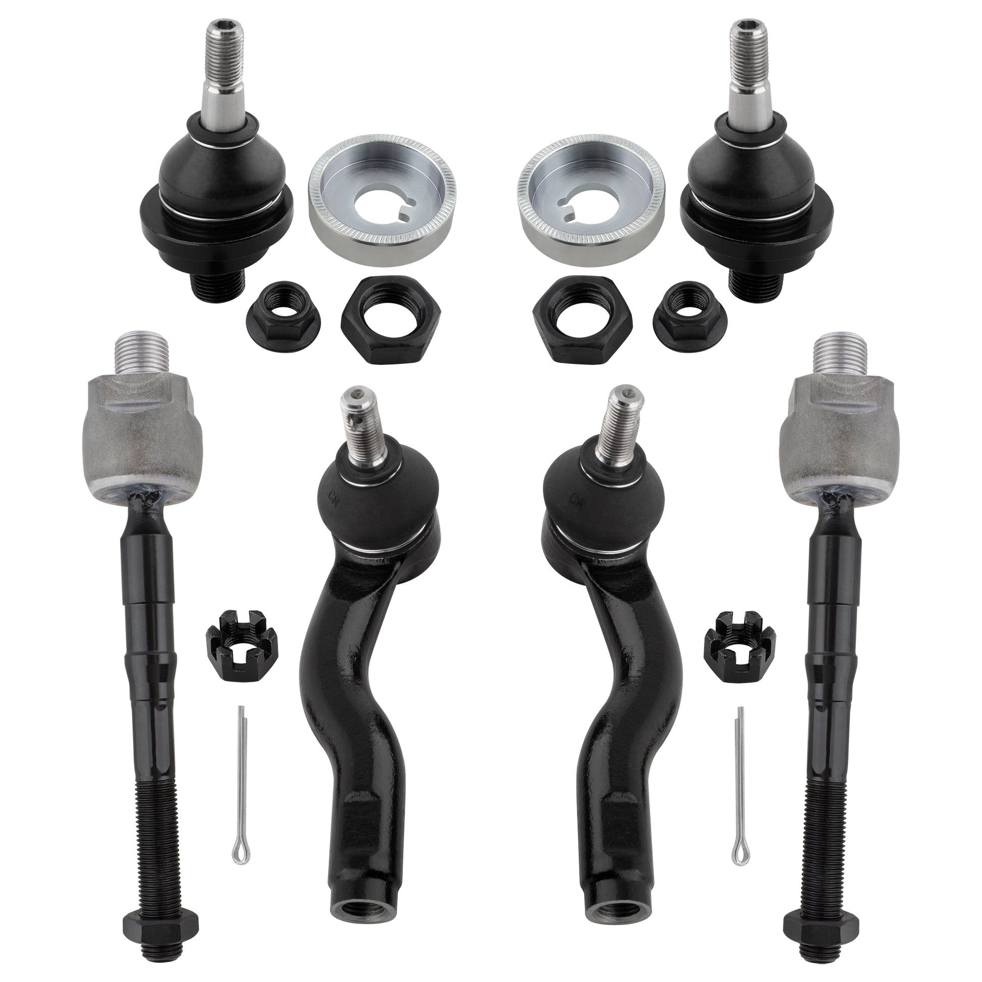 BOXI 6pcs Front Inner Outer Tie Rod Upper Ball Joints Fit for Ford Fusion 2006-2012