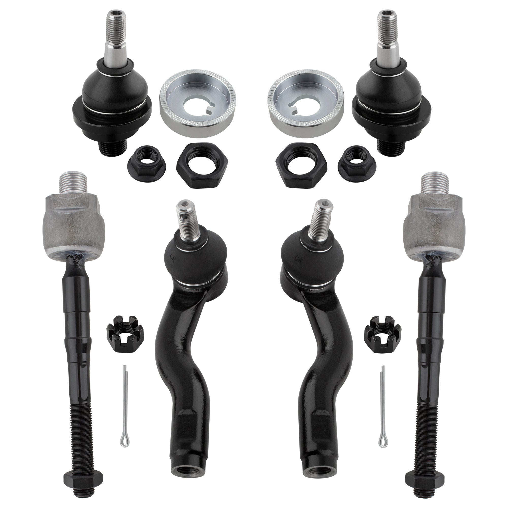 BOXI 6pcs Front Inner Outer Tie Rod Upper Ball Joints Fit for Ford Fusion 2006-2012
