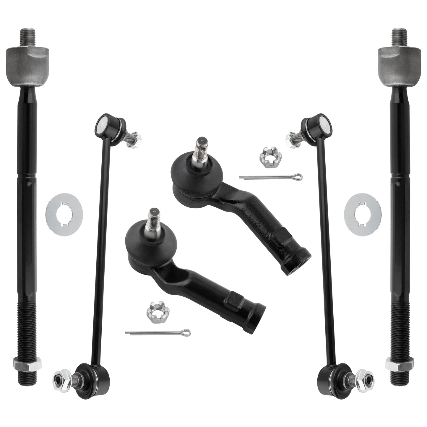 BOXI 6pcs Front Inner Outer Tie Rod Set Sway Bar End Links For Mazda 3 2004-09