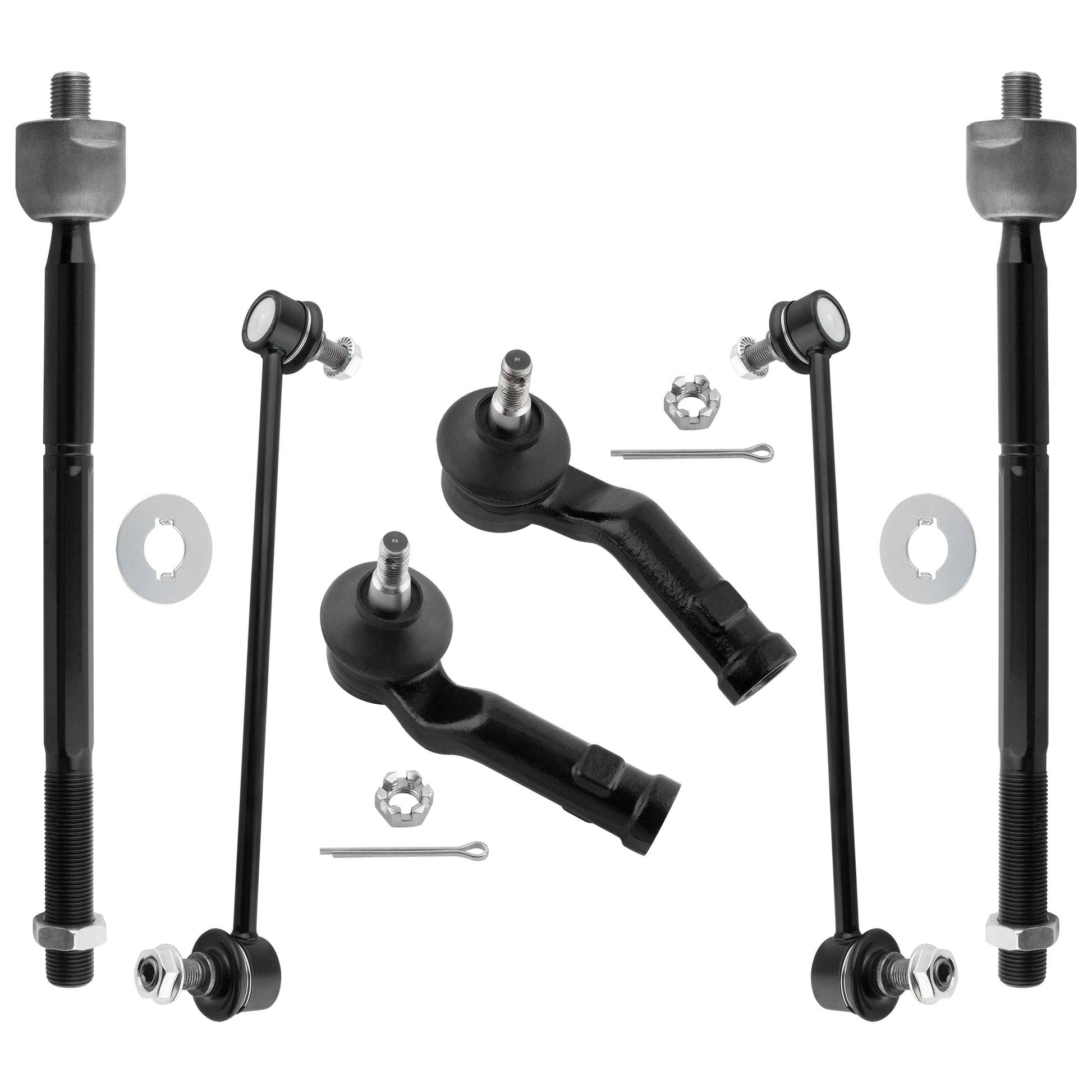 BOXI 6pcs Front Inner Outer Tie Rod Set Sway Bar End Links For Mazda 3 2004-09
