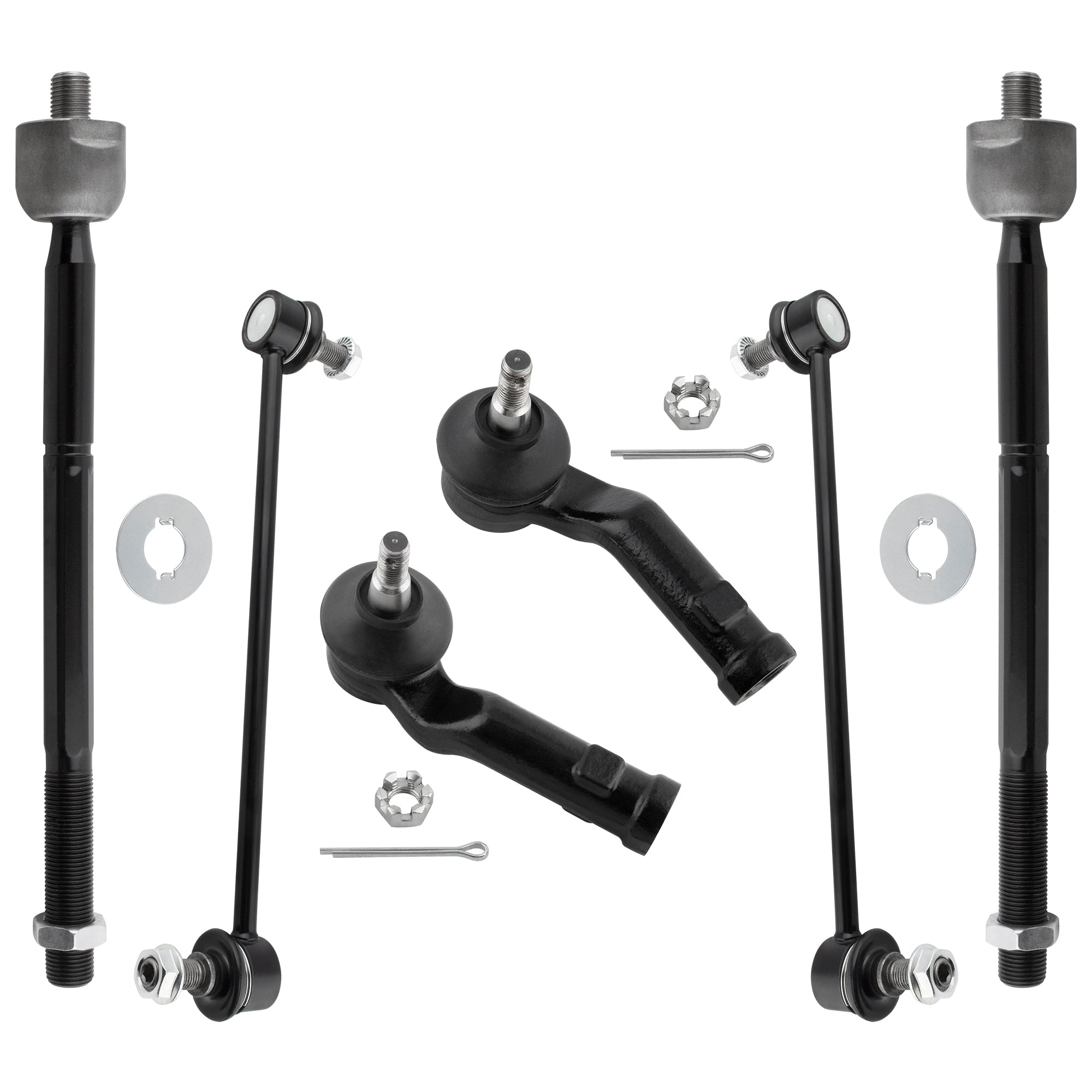BOXI 6pcs Front Inner Outer Tie Rod Set Sway Bar End Links For Mazda 3 2004-09