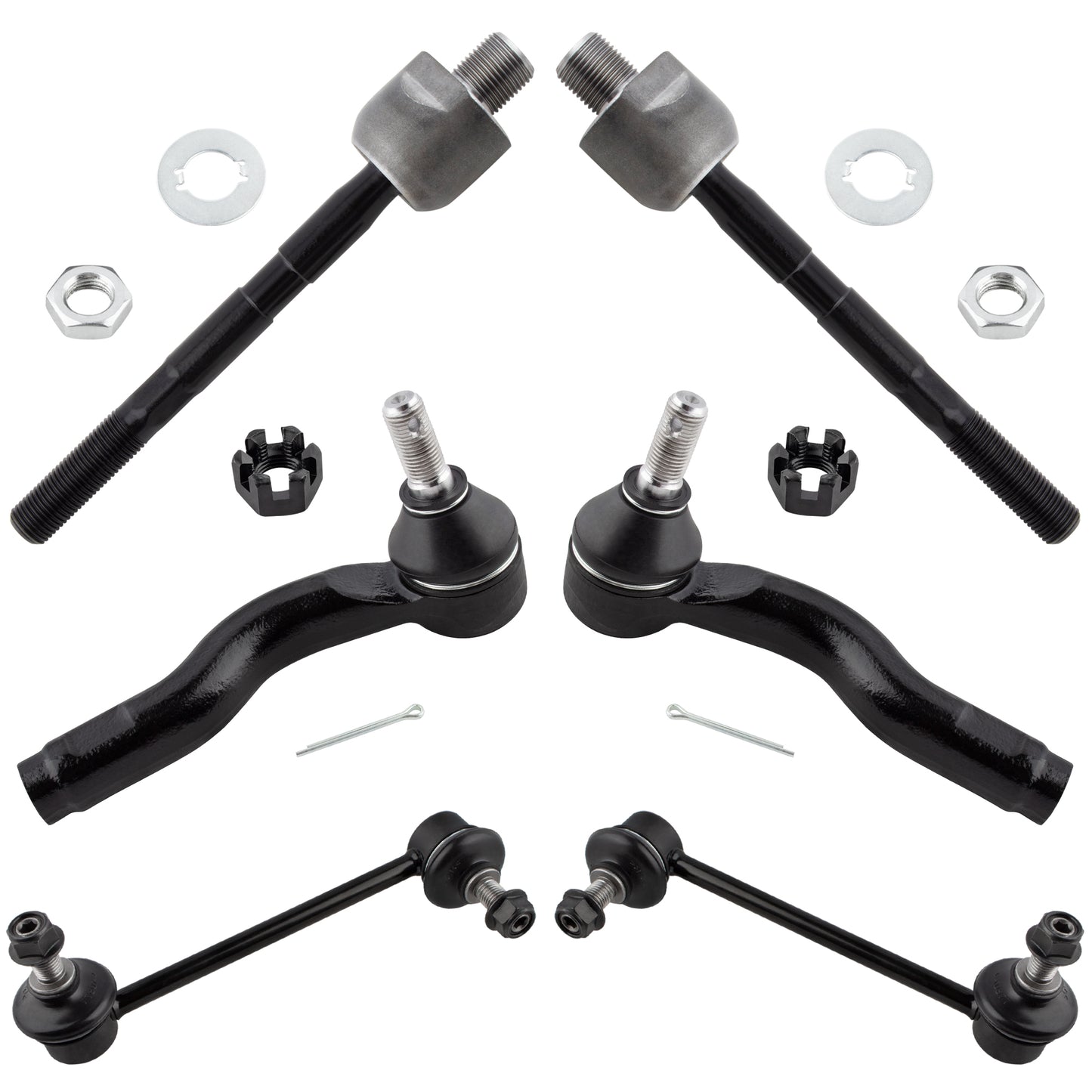 BOXI 6pcs Front Suspension Kit Inner Outer Tie Rod End Sway Bar Link Fit 2003-2008 for Mazda 6