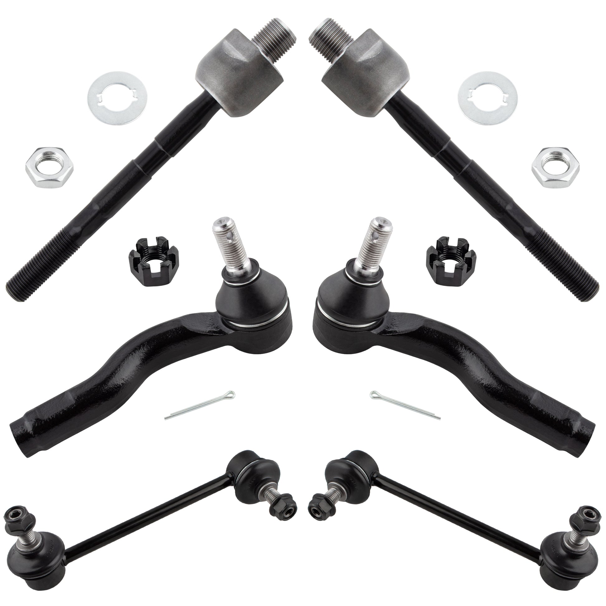 BOXI 6pcs Front Suspension Kit Inner Outer Tie Rod End Sway Bar Link Fit 2003-2008 for Mazda 6