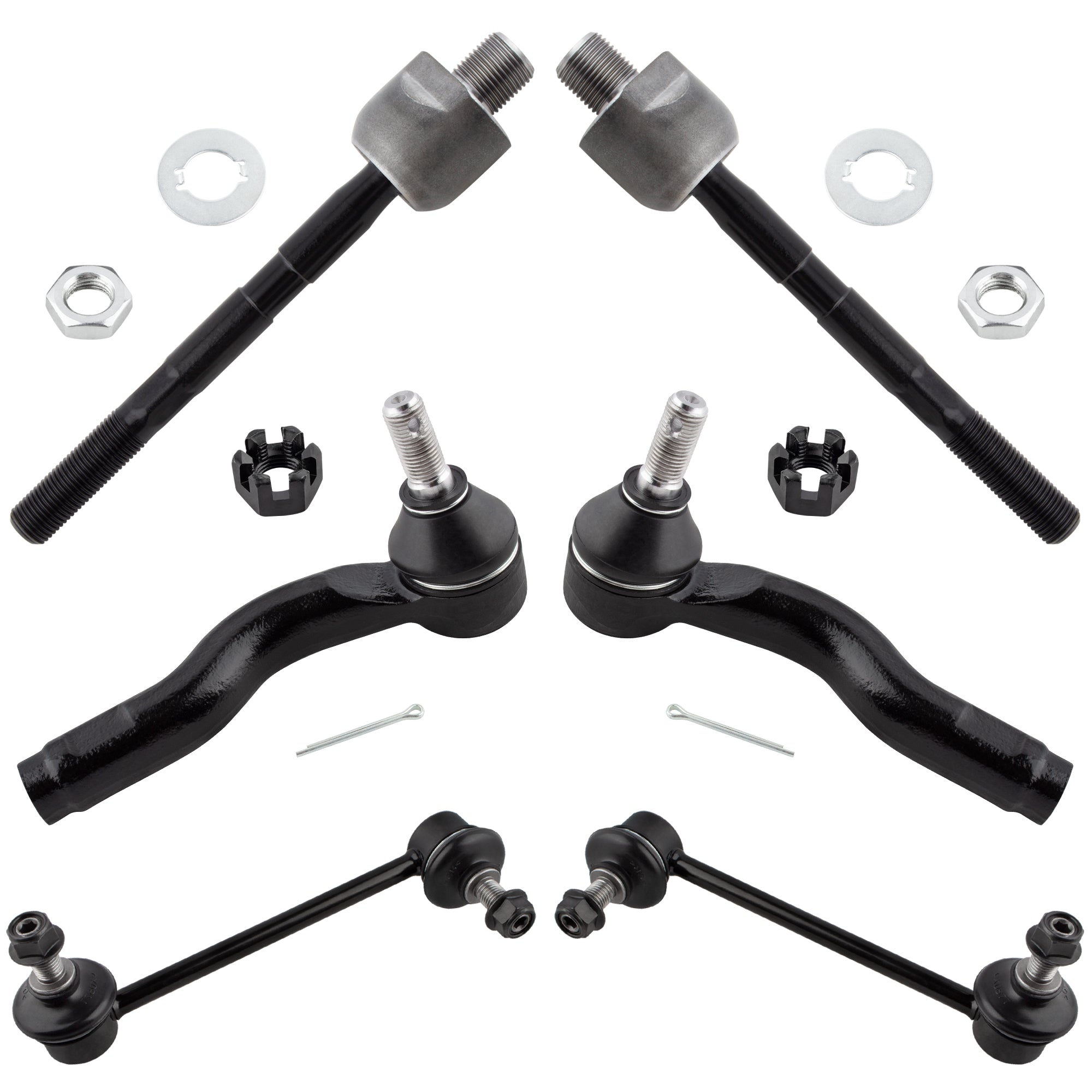 BOXI 6pcs Front Suspension Kit Inner Outer Tie Rod End Sway Bar Link Fit 2003-2008 for Mazda 6