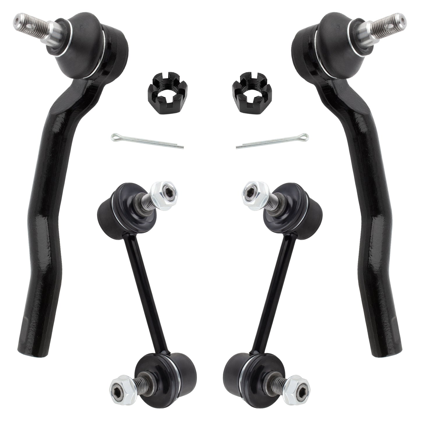 BOXI (Set of 4) Front Stabilizer Sway Bar End Links + Outer Tie Rod Ends fit for Mazda CX-7 2007