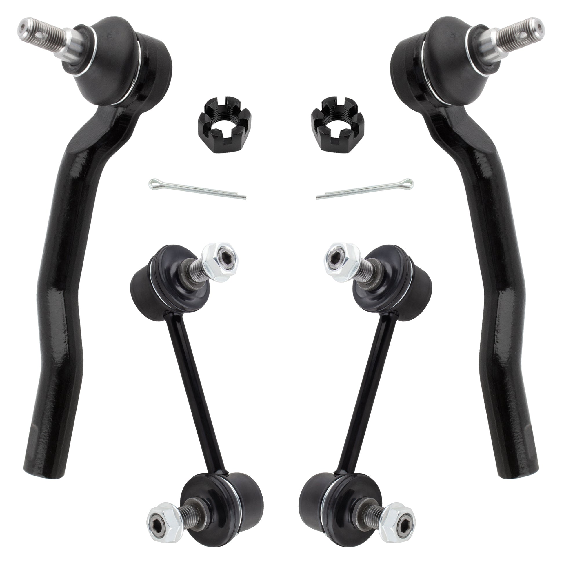 BOXI (Set of 4) Front Stabilizer Sway Bar End Links + Outer Tie Rod Ends fit for Mazda CX-7 2007