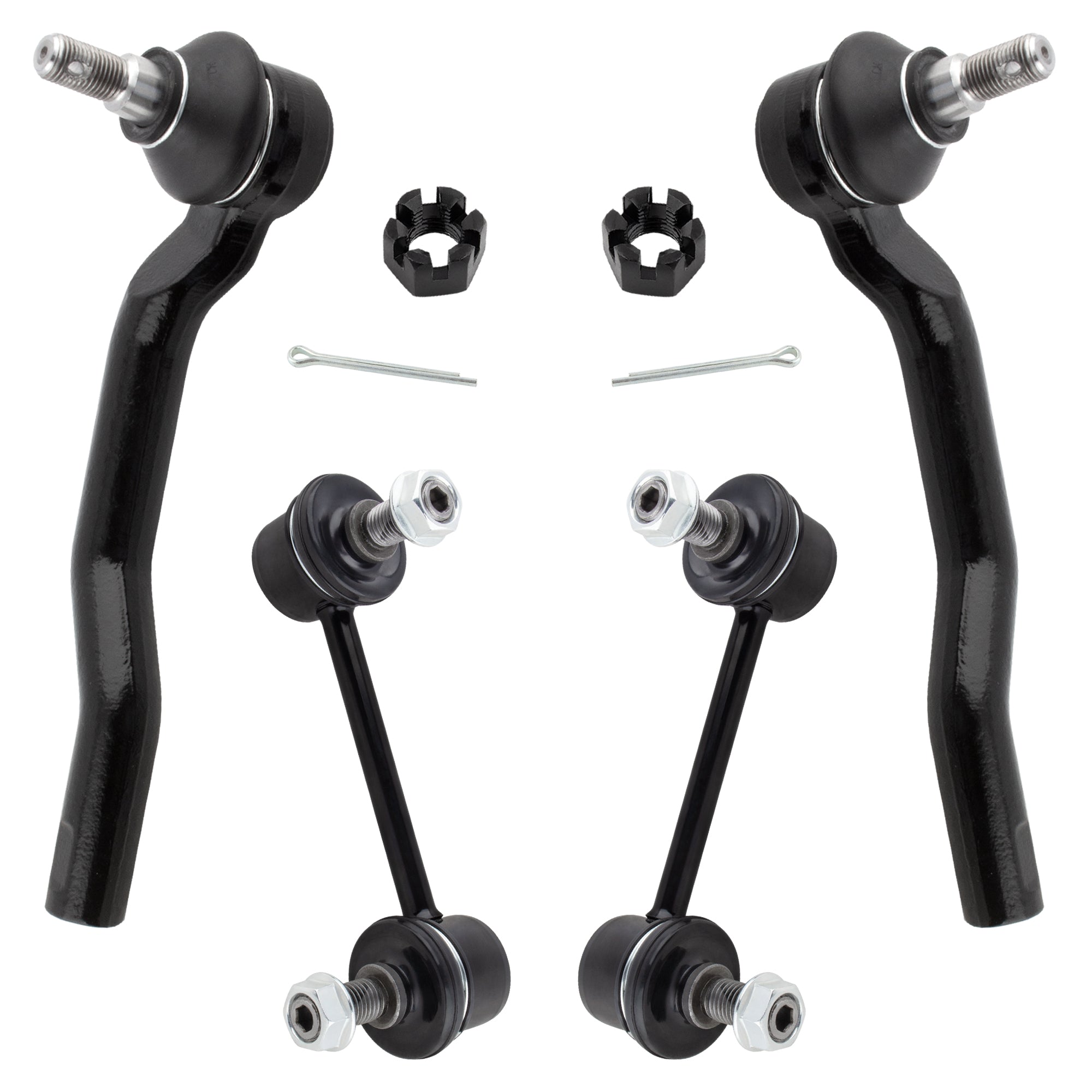 BOXI (Set of 4) Front Stabilizer Sway Bar End Links + Outer Tie Rod Ends fit for Mazda CX-7 2007