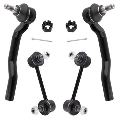 BOXI (Set of 4) Front Stabilizer Sway Bar End Links + Outer Tie Rod Ends fit for Mazda CX-7 2007