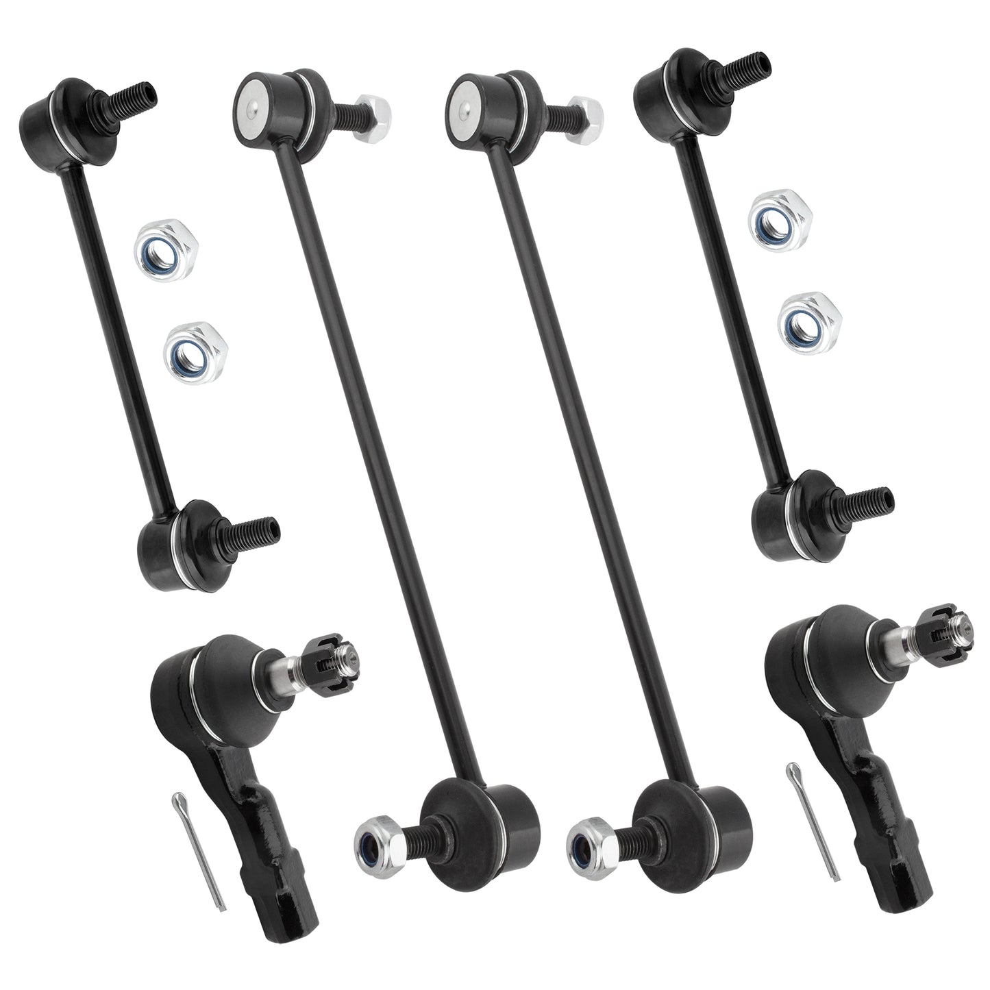 BOXI (Set of 6) Front and Rear Stabilizer Sway Bar End Links + Outer Tie Rod Ends fit for Mazda