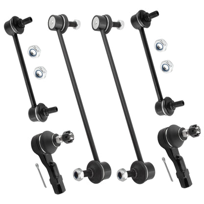 BOXI (Set of 6) Front and Rear Stabilizer Sway Bar End Links + Outer Tie Rod Ends fit for Mazda