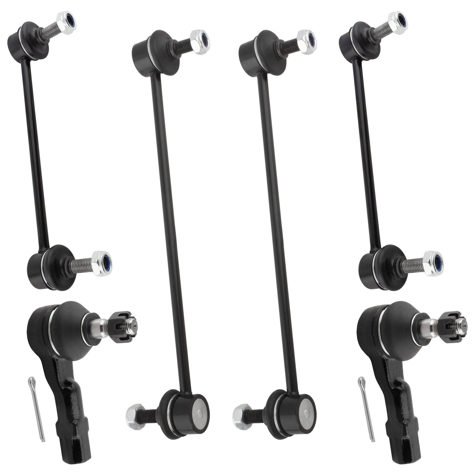 BOXI (Set of 6) Front and Rear Stabilizer Sway Bar End Links + Outer Tie Rod Ends fit for Mazda