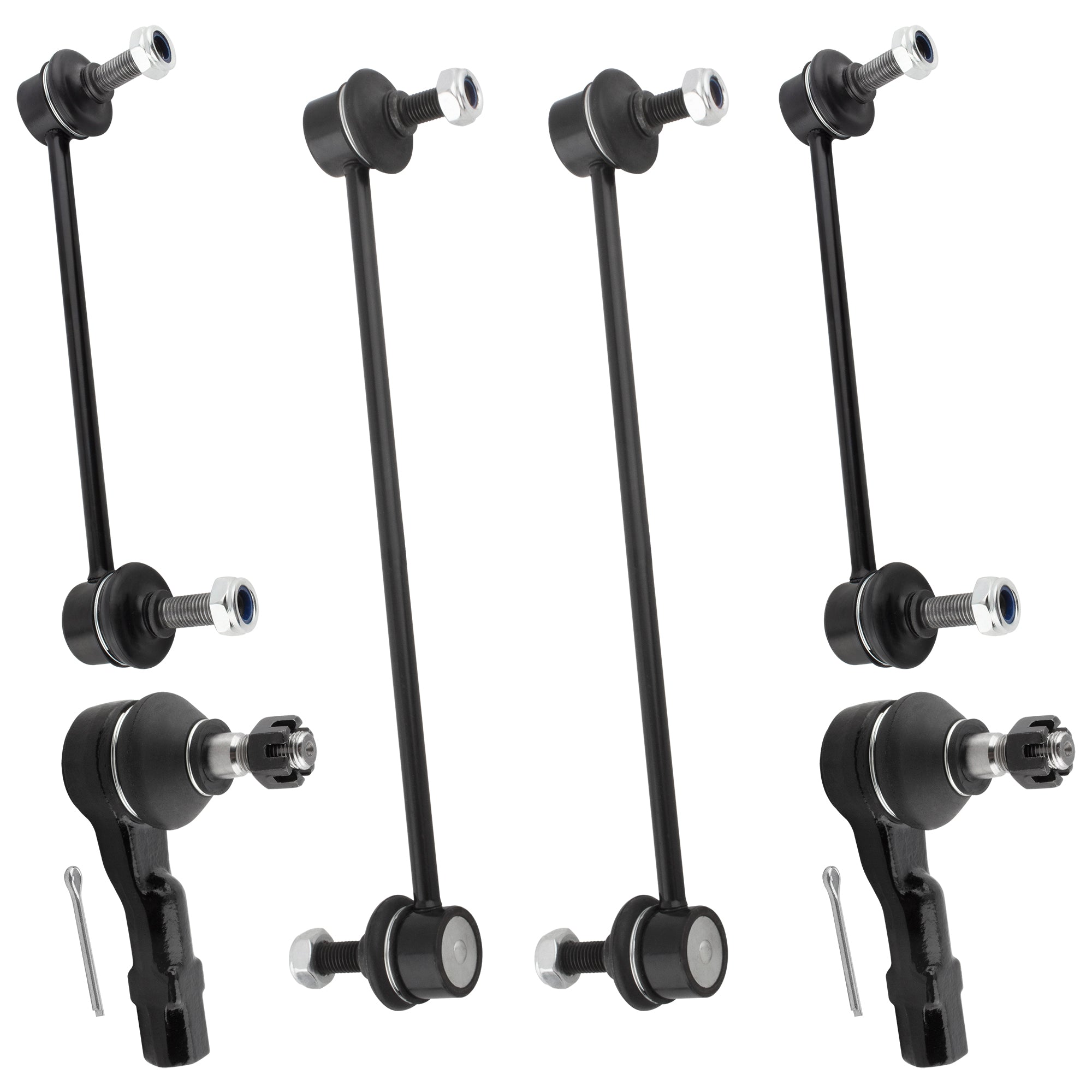 BOXI (Set of 6) Front and Rear Stabilizer Sway Bar End Links + Outer Tie Rod Ends fit for Mazda