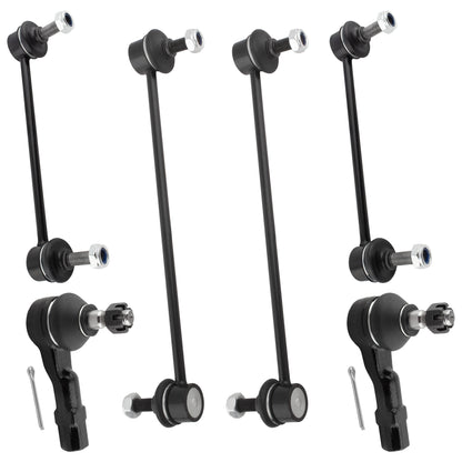 BOXI (Set of 6) Front and Rear Stabilizer Sway Bar End Links + Outer Tie Rod Ends fit for Mazda