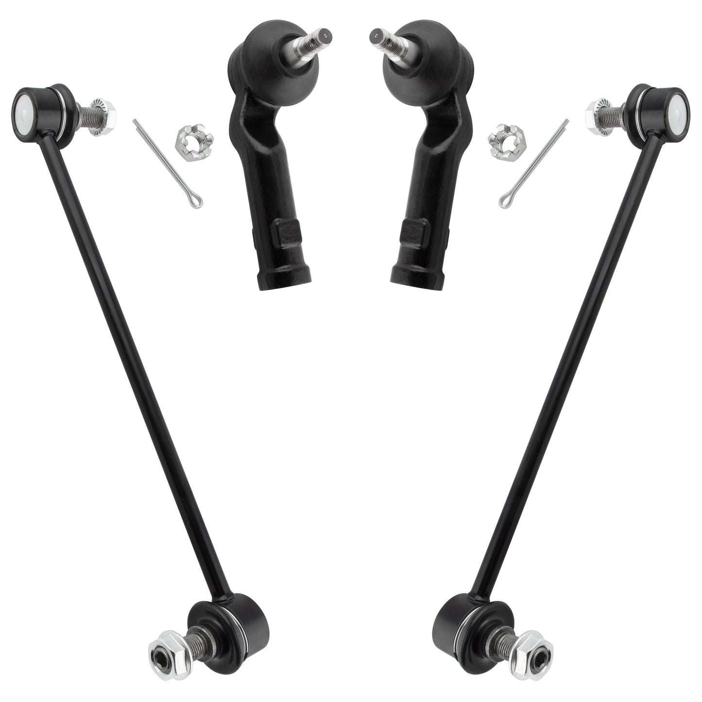 BOXI 4pcs Front Outer Tie Rods + Sway Bar Links Fit for Mazda 3 2004-2009
