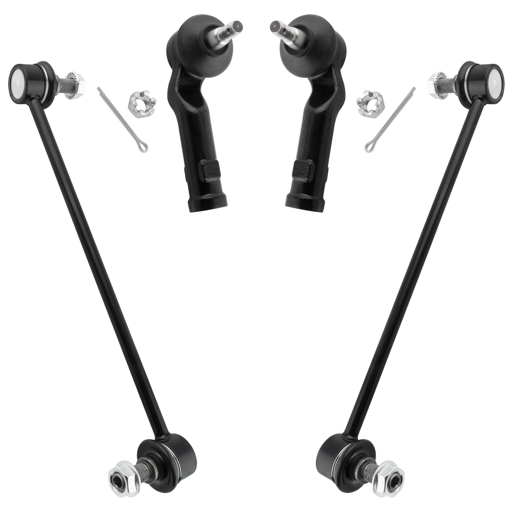 BOXI 4pcs Front Outer Tie Rods + Sway Bar Links Fit for Mazda 3 2004-2009