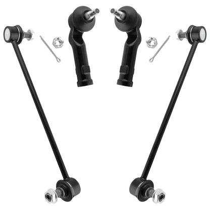 BOXI 4pcs Front Outer Tie Rods + Sway Bar Links Fit for Mazda 3 2004-2009