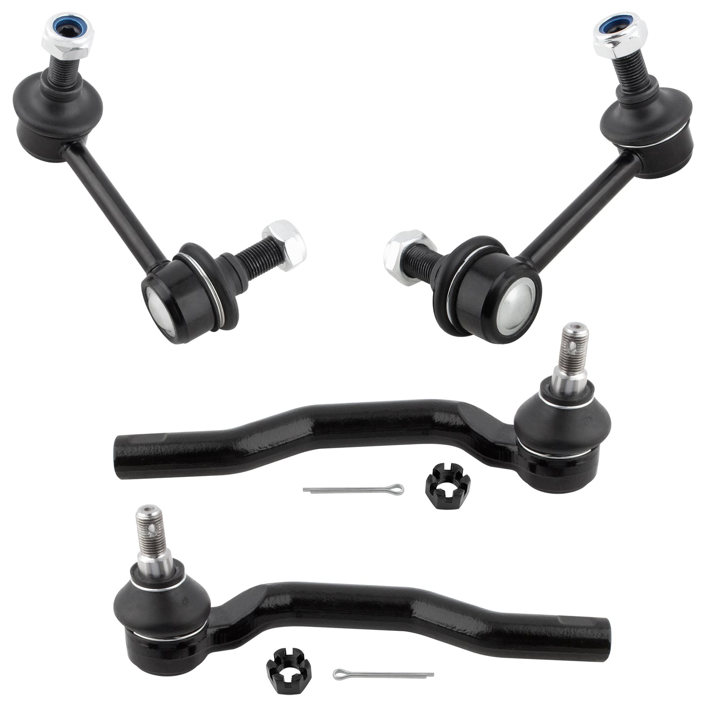 BOXI (Set of 4) Front Stabilizer Sway Bar End Links + Outer Tie Rod Ends fit for Mazda CX-9 2007
