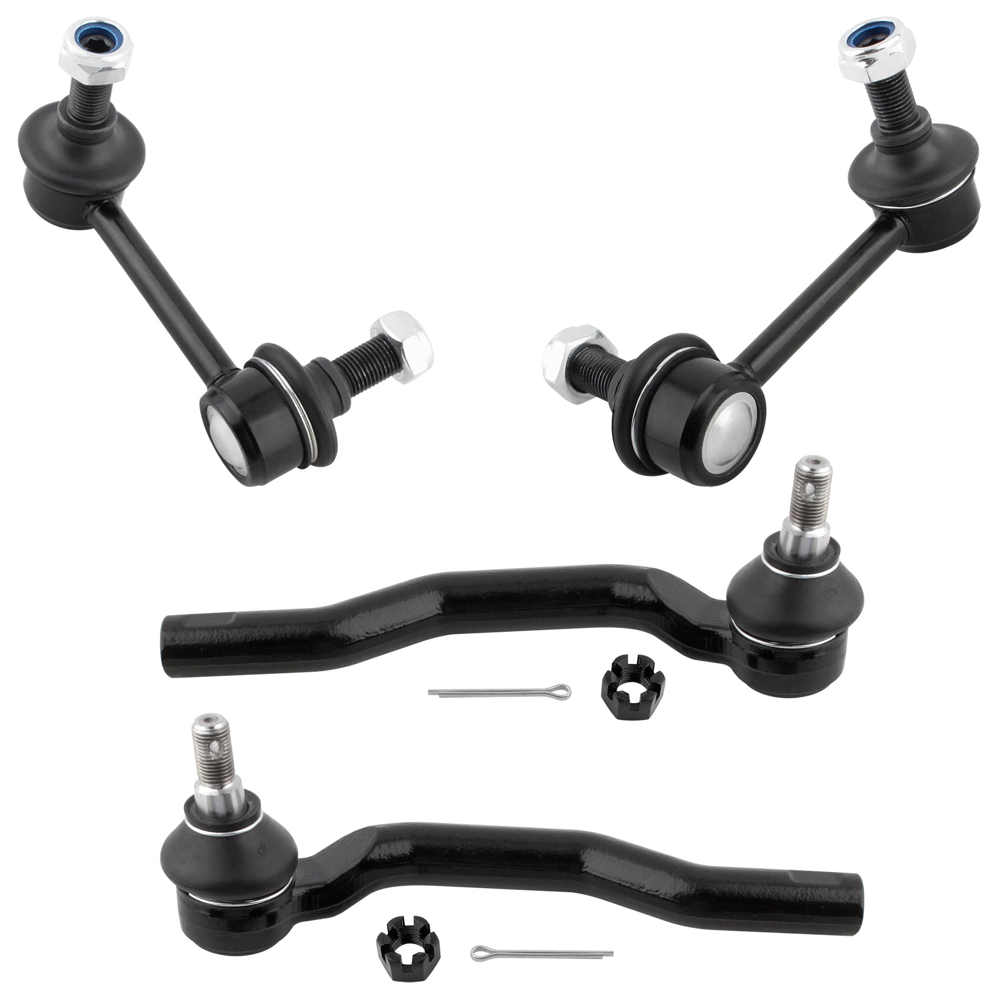 BOXI (Set of 4) Front Stabilizer Sway Bar End Links + Outer Tie Rod Ends fit for Mazda CX-9 2007