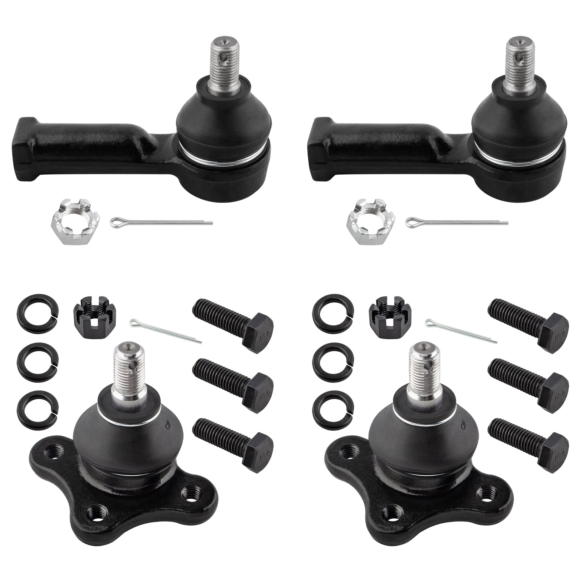 BOXI (Set of 4) Front Upper Ball Joints + Outer Tie Rod Ends fit for Mazda B2000 1986-1987