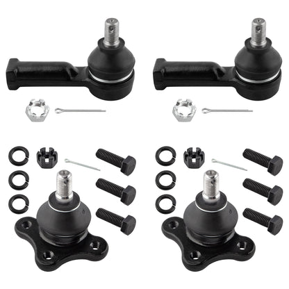 BOXI (Set of 4) Front Upper Ball Joints + Outer Tie Rod Ends fit for Mazda B2000 1986-1987