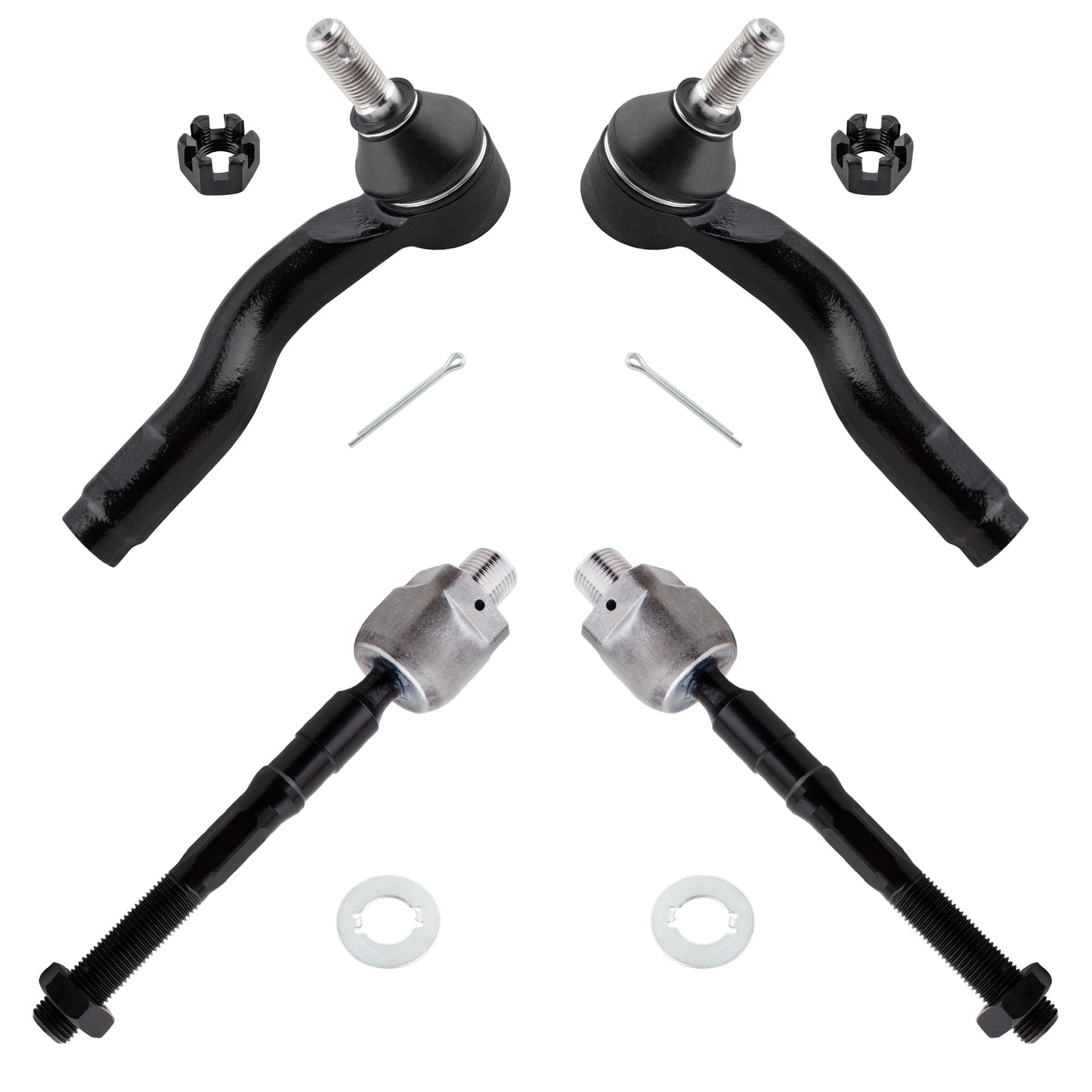 BOXI (Set of 4) Front Suspension Kit Front Inner & Outer Tie Rod Ends Fits for Mazda 6 2003 2004