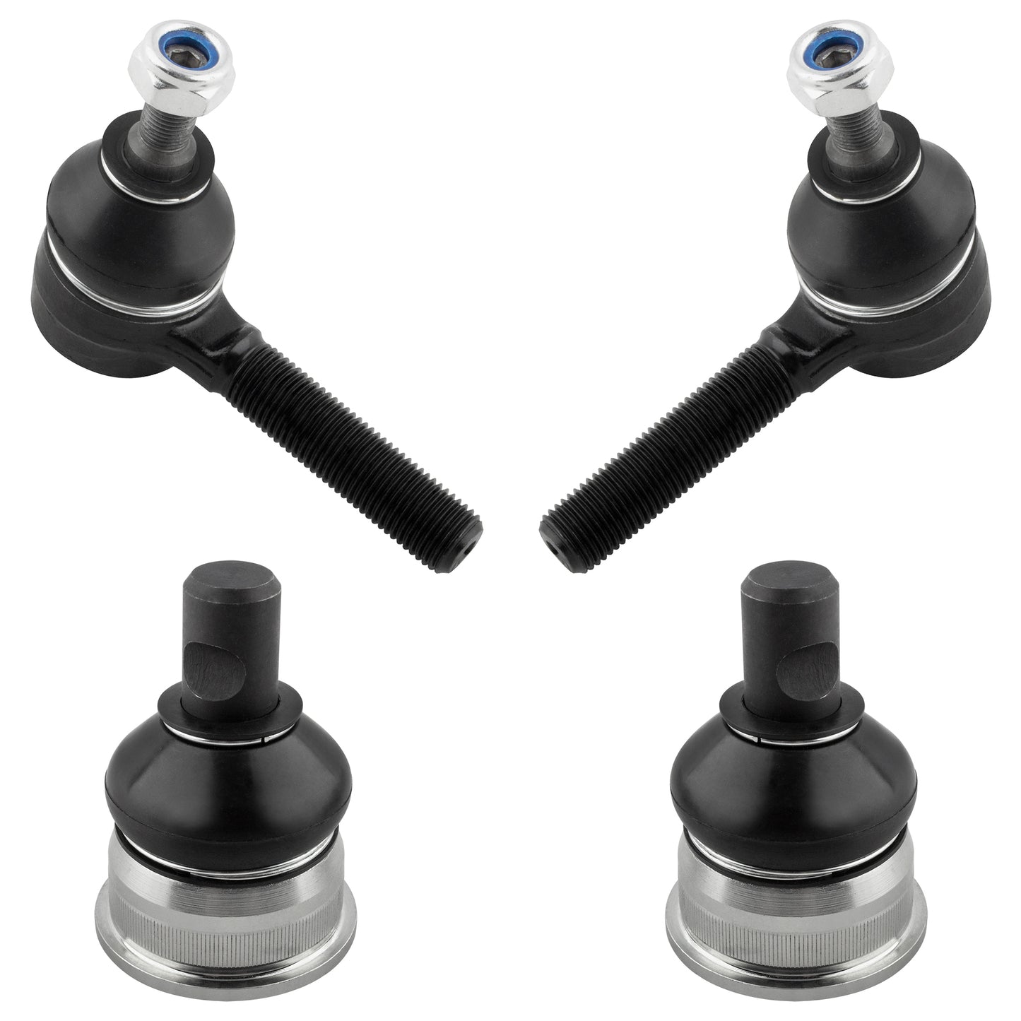 BOXI (Set of 4) Front Outer Tie Rods + Lower Ball Joints Fit for Mercedes-Benz 300Ce 300D 300E