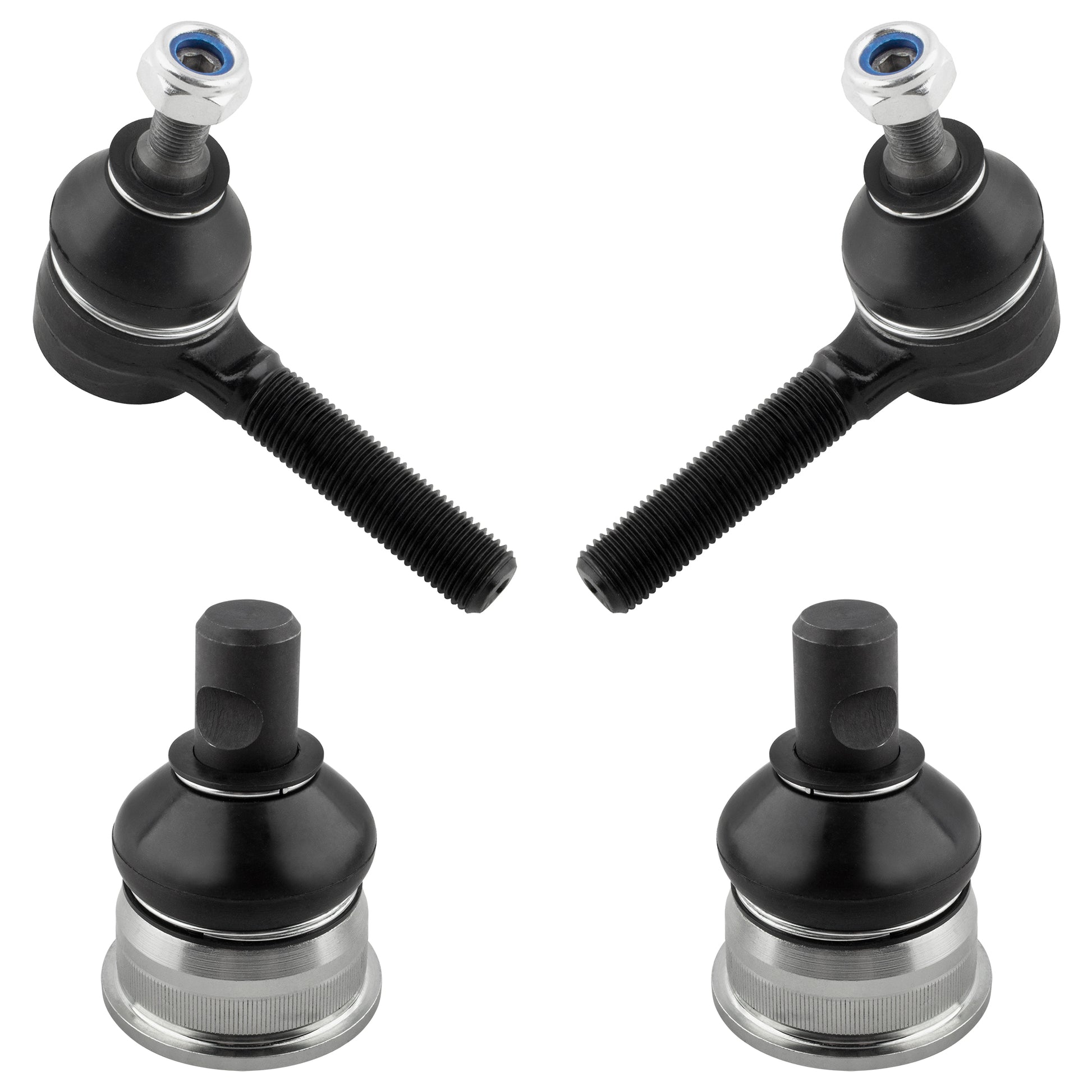 BOXI (Set of 4) Front Outer Tie Rods + Lower Ball Joints Fit for Mercedes-Benz 300Ce 300D 300E