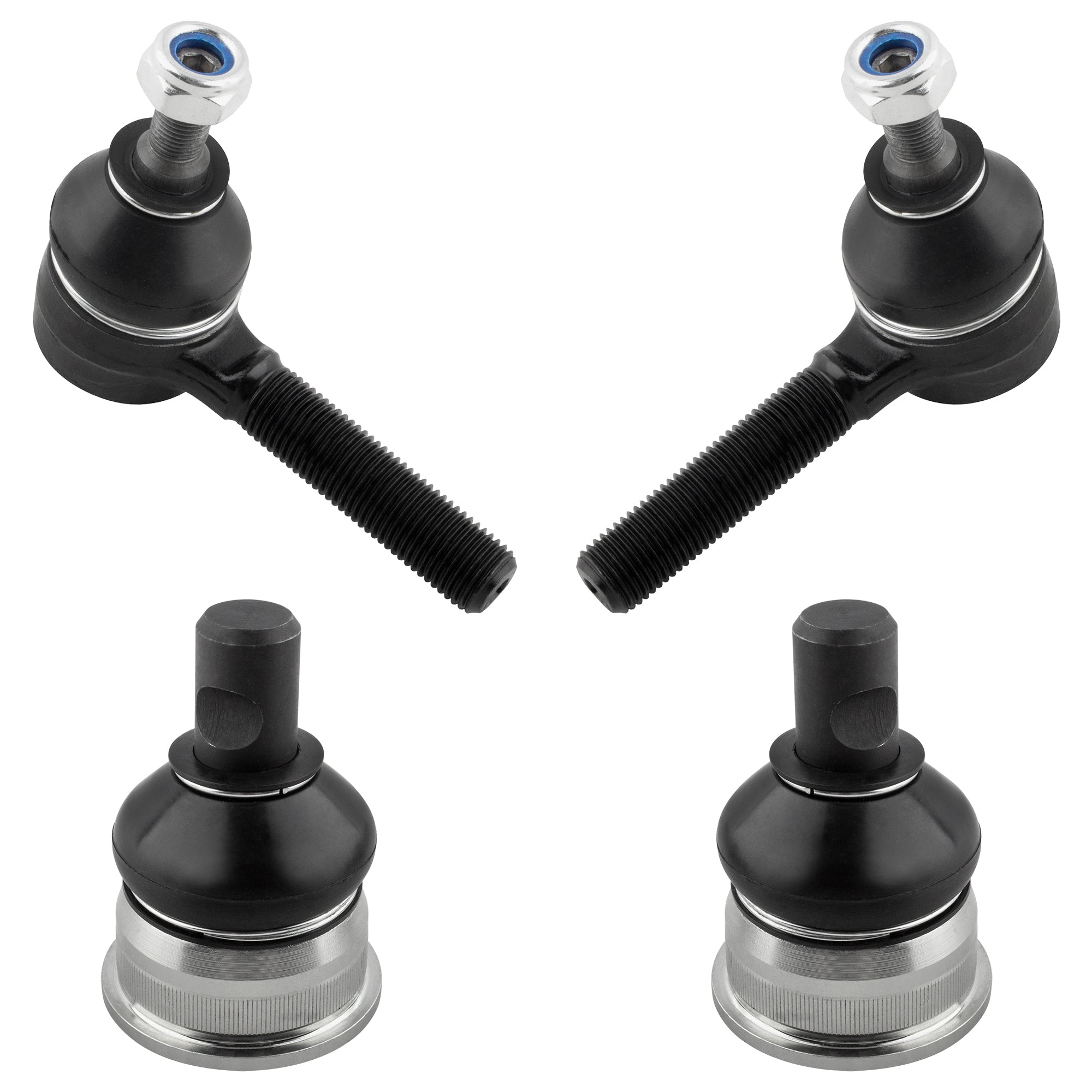 BOXI (Set of 4) Front Outer Tie Rods + Lower Ball Joints Fit for Mercedes-Benz 300Ce 300D 300E