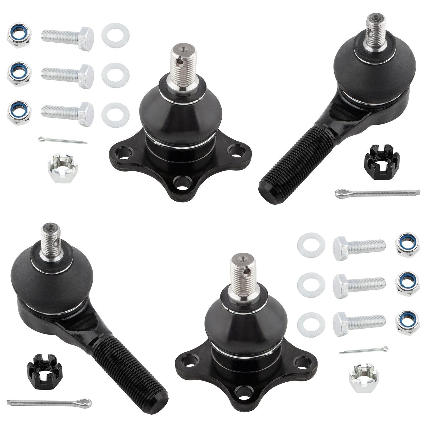 BOXI 4pcs Front Lower Ball Joints & Outer Tie Rods Fit for Mitsubishi Mighty Max 1990 1991 1992