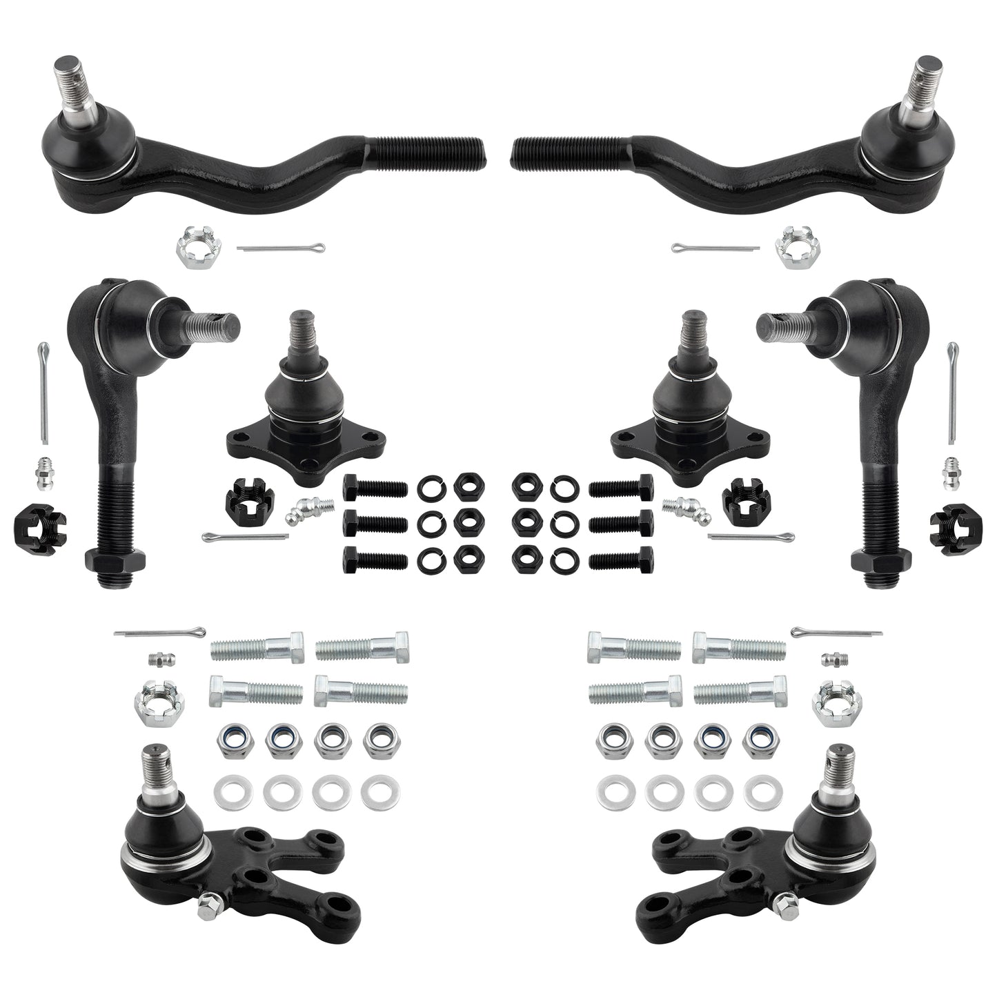 BOXI (Set of 8) Front Upper Lower Ball Joints Inner Outer Tie Rod Ends Fit for Mitsubishi Montero