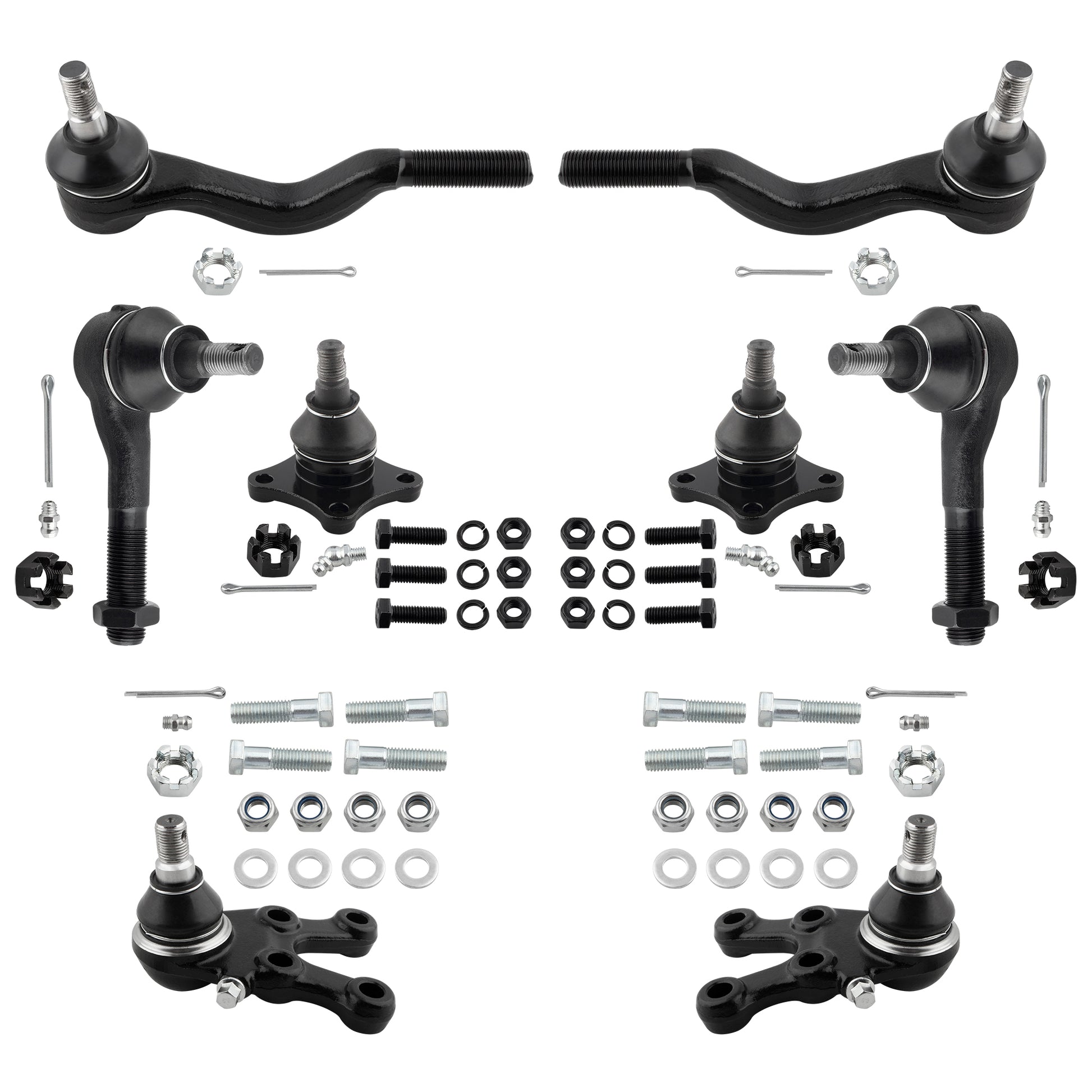 BOXI (Set of 8) Front Upper Lower Ball Joints Inner Outer Tie Rod Ends Fit for Mitsubishi Montero