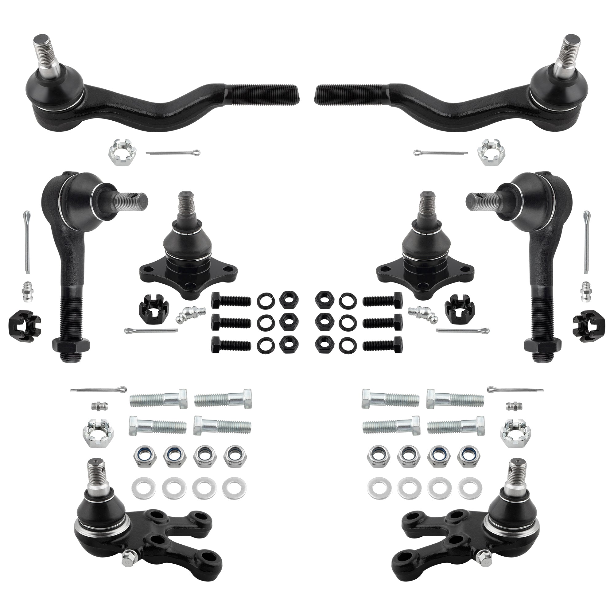 BOXI (Set of 8) Front Upper Lower Ball Joints Inner Outer Tie Rod Ends Fit for Mitsubishi Montero