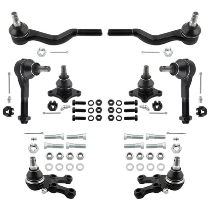BOXI (Set of 8) Front Upper Lower Ball Joints Inner Outer Tie Rod Ends Fit for Mitsubishi Montero