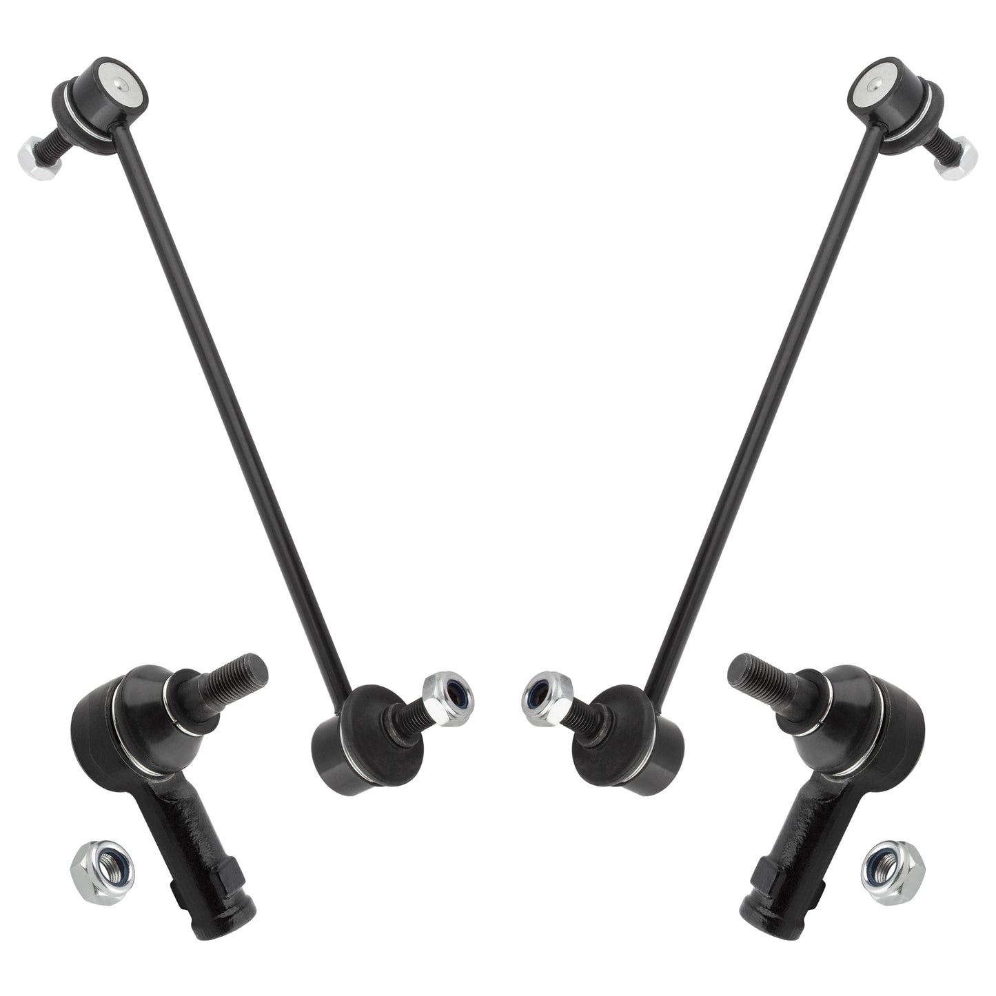 BOXI (Set of 4) Front Outer Tie Rod End + Sway Bar Links Fit for Mitsubishi Lancer 2008 2009 2010