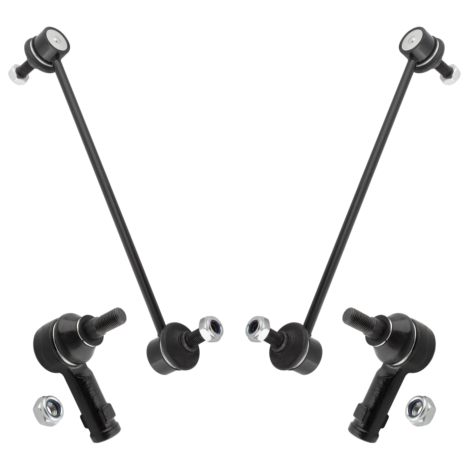 BOXI (Set of 4) Front Outer Tie Rod End + Sway Bar Links Fit for Mitsubishi Lancer 2008 2009 2010