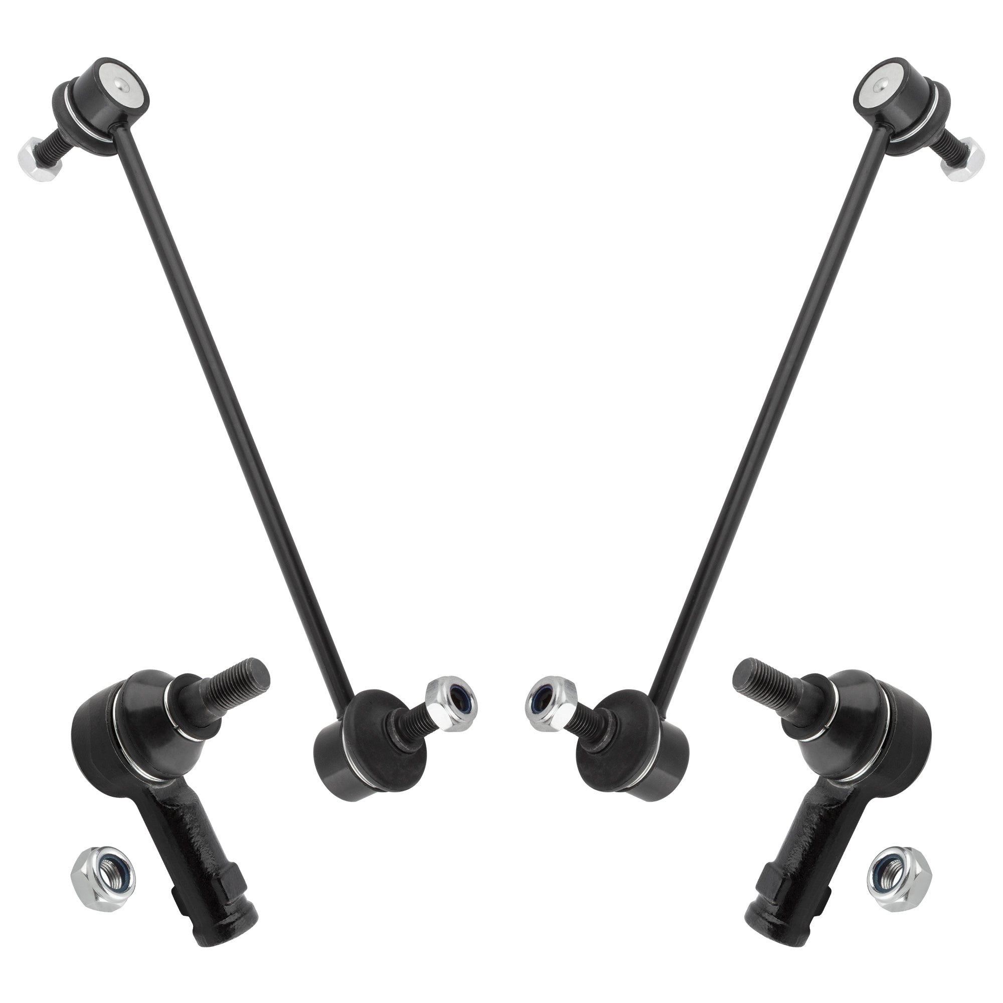 BOXI (Set of 4) Front Outer Tie Rod End + Sway Bar Links Fit for Mitsubishi Lancer 2008 2009 2010