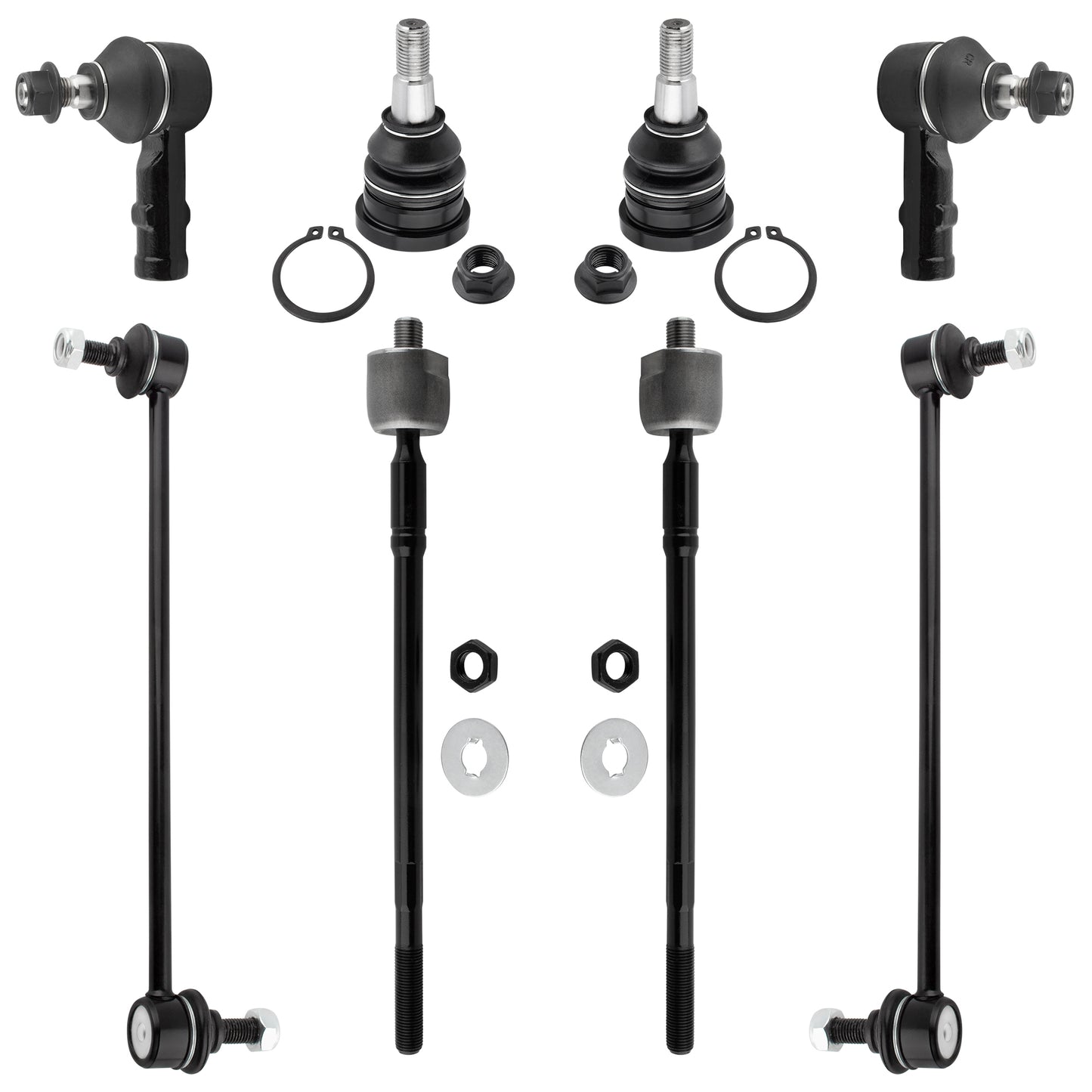 BOXI (Set of 8) Front Sway Bar End Links + Inner Outer Tie Rods + Lower Ball Joints fit