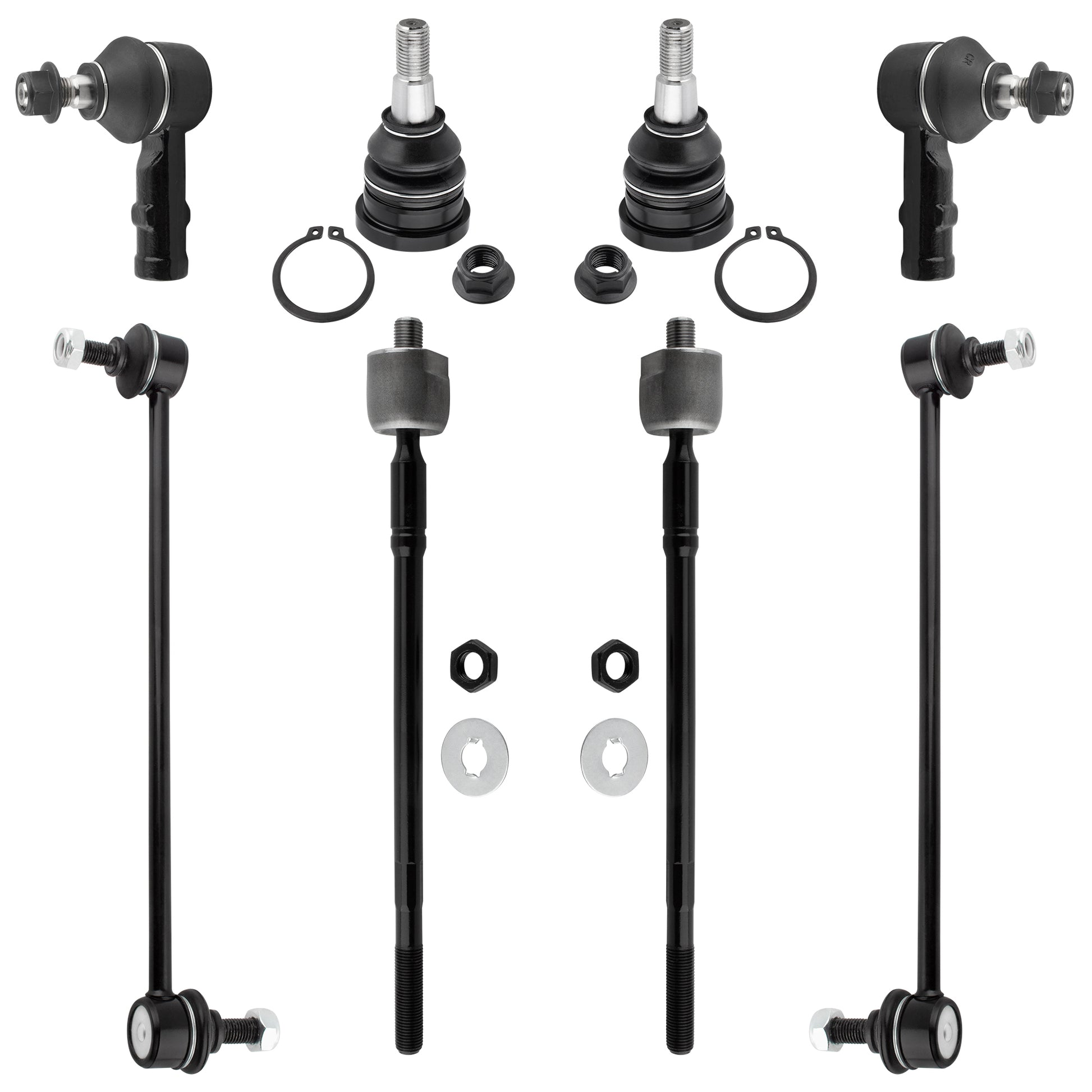 BOXI (Set of 8) Front Sway Bar End Links + Inner Outer Tie Rods + Lower Ball Joints fit