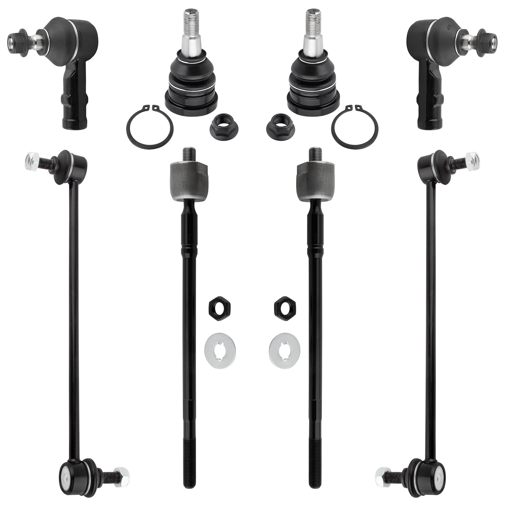 BOXI (Set of 8) Front Sway Bar End Links + Inner Outer Tie Rods + Lower Ball Joints fit