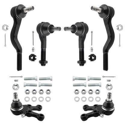 BOXI (Set of 6) Front Inner Outer Tie Rod + Lower Ball Joints Fit for Mitsubishi Montero 1992 1993