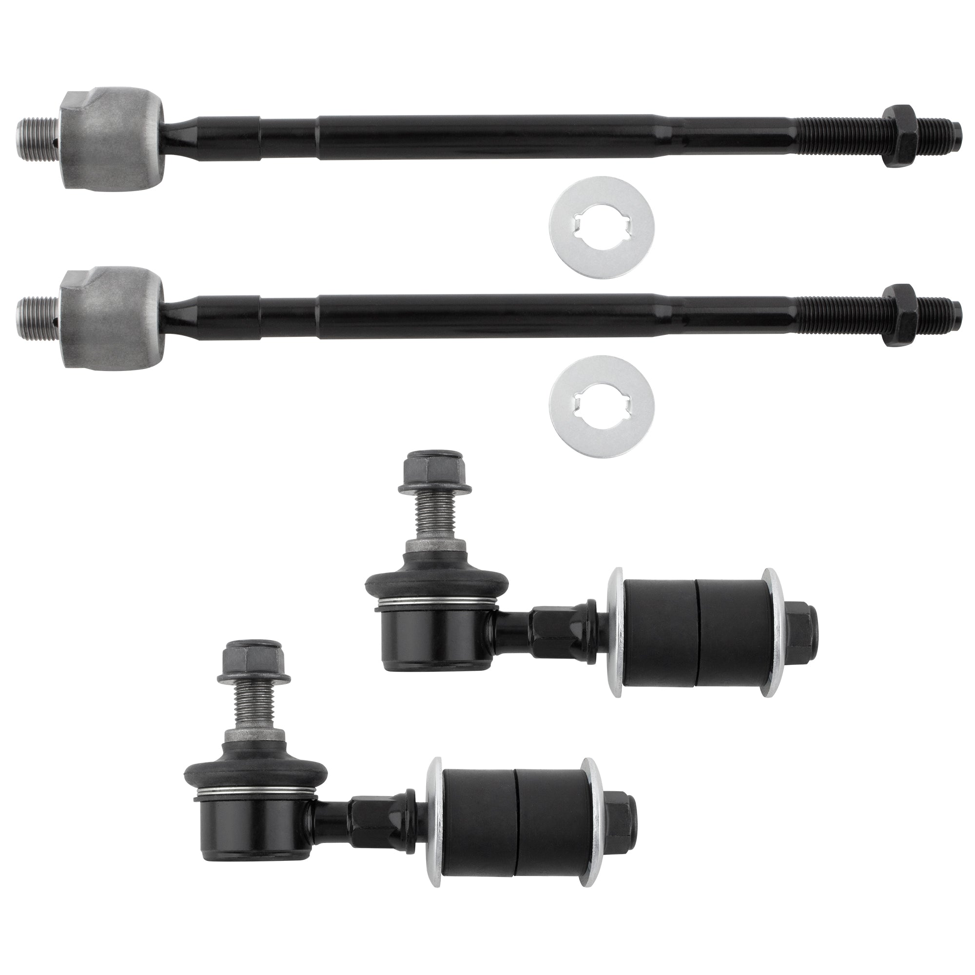 BOXI 4PC K750181 EV800355 Front Sway Bar and Inner Tie Rod Kit Tie Rod Ends and Stabilizer Bar Link