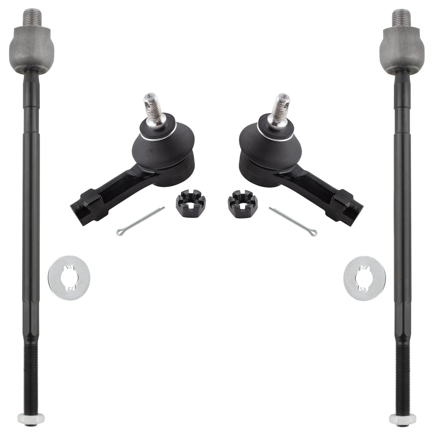 BOXI 4pcs Front Inner and Outer Tie Rod End Links Fit for Mitsubishi Lancer 2002 2003 2004 2005