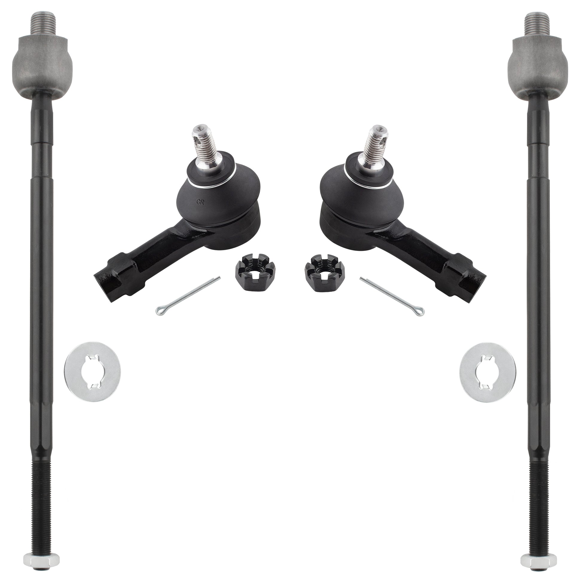 BOXI 4pcs Front Inner and Outer Tie Rod End Links Fit for Mitsubishi Lancer 2002 2003 2004 2005