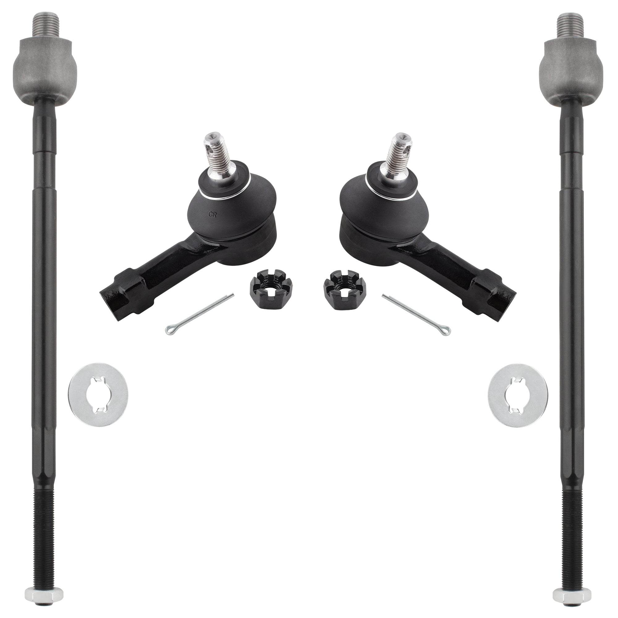 BOXI 4pcs Front Inner and Outer Tie Rod End Links Fit for Mitsubishi Lancer 2002 2003 2004 2005
