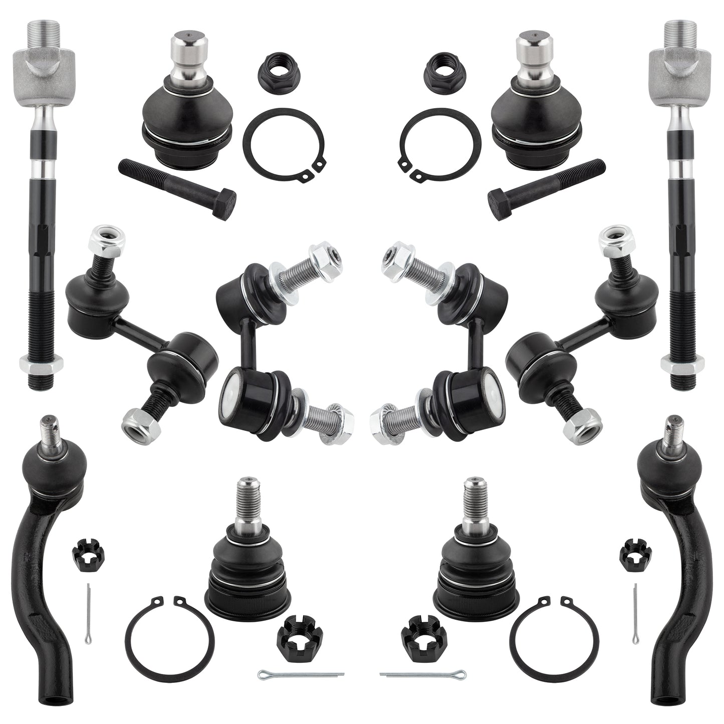 BOXI - 12pcs Front & Rear Suspension Kit For 2005 2006 2007 2008 2009 2010 2011 2012 for Nissan