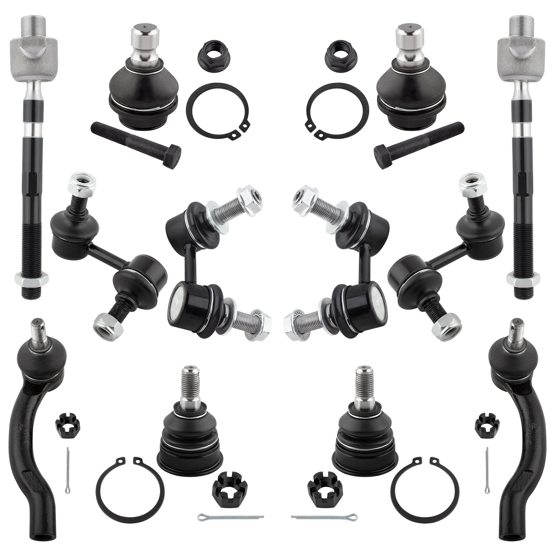 BOXI - 12pcs Front & Rear Suspension Kit For 2005 2006 2007 2008 2009 2010 2011 2012 for Nissan