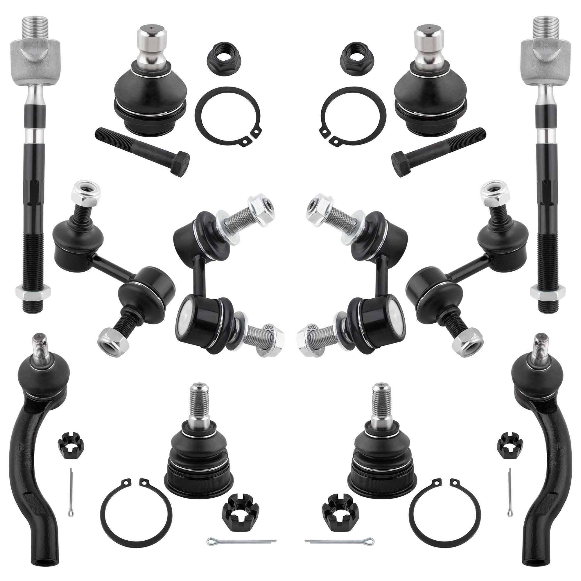 BOXI - 12pcs Front & Rear Suspension Kit For 2005 2006 2007 2008 2009 2010 2011 2012 for Nissan