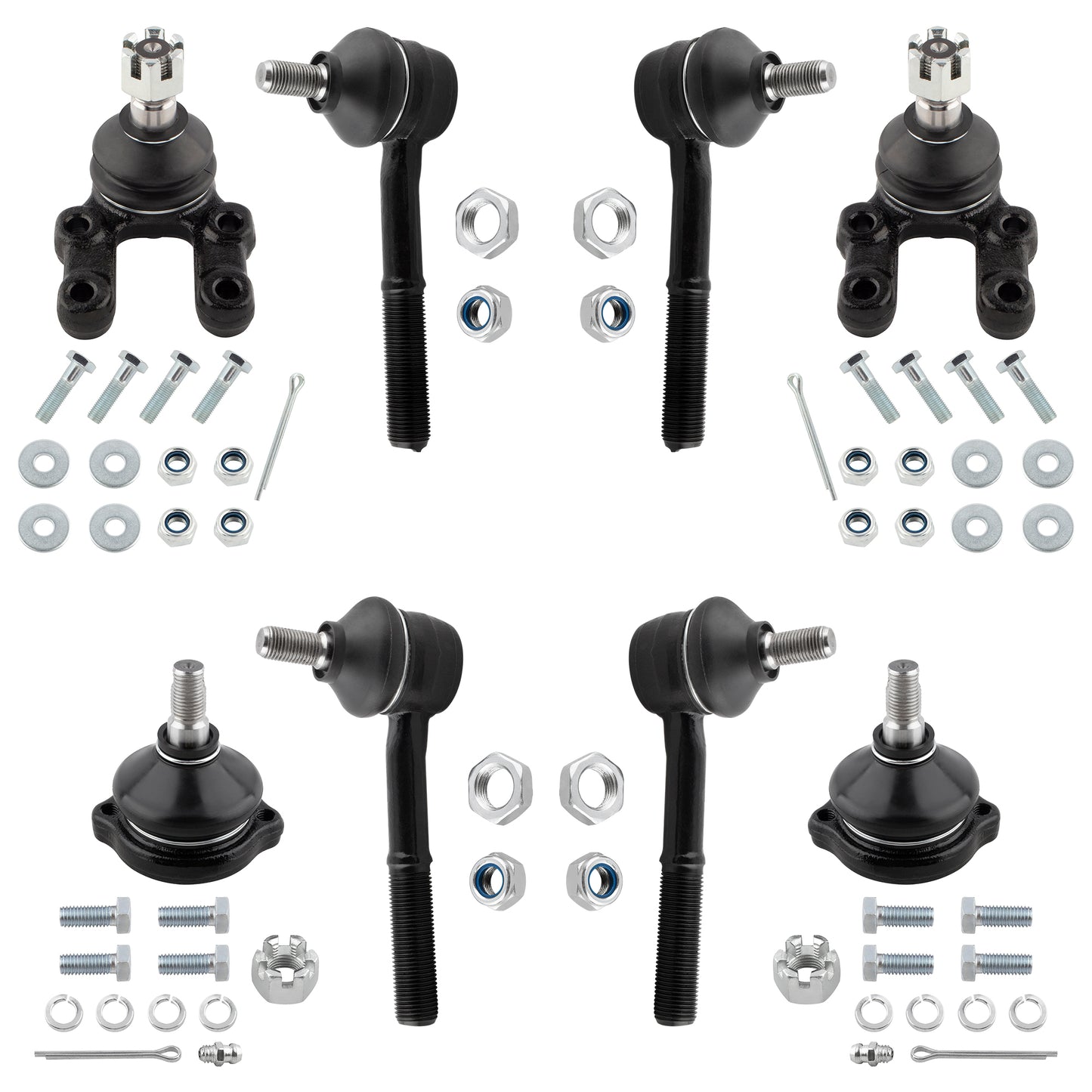 BOXI 8pcs Front Upper Lower Ball Joints & Inner Outer Tie Rods Fit for Nissan D21 1994 4WD