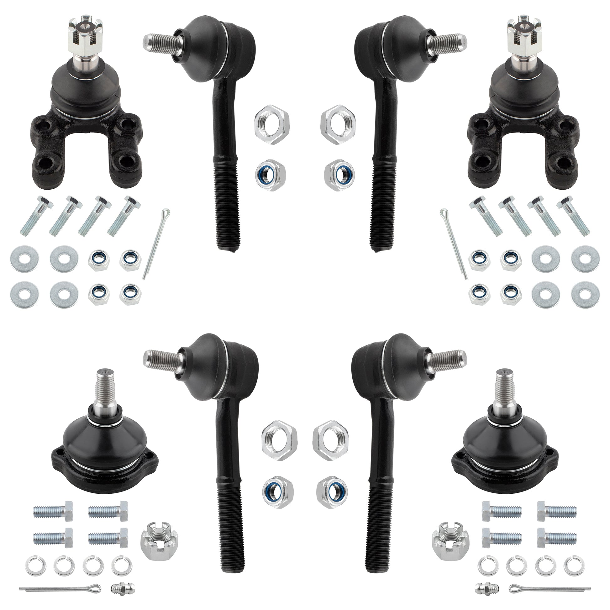 BOXI 8pcs Front Upper Lower Ball Joints & Inner Outer Tie Rods Fit for Nissan D21 1994 4WD